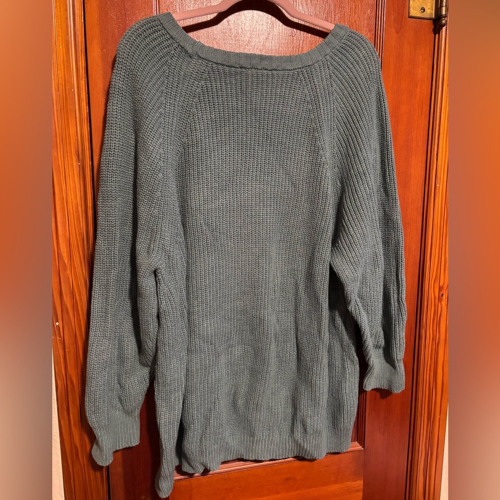 EXPRESS Women’s Teal Green Crew Neck Knitted Sweater Size Medium - Picture 5 of 6